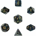 Chessex Lustrous Poly Shadow Gold 7 die set