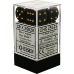 Chessex Opaque Black/Gold 16mm d6 (12)