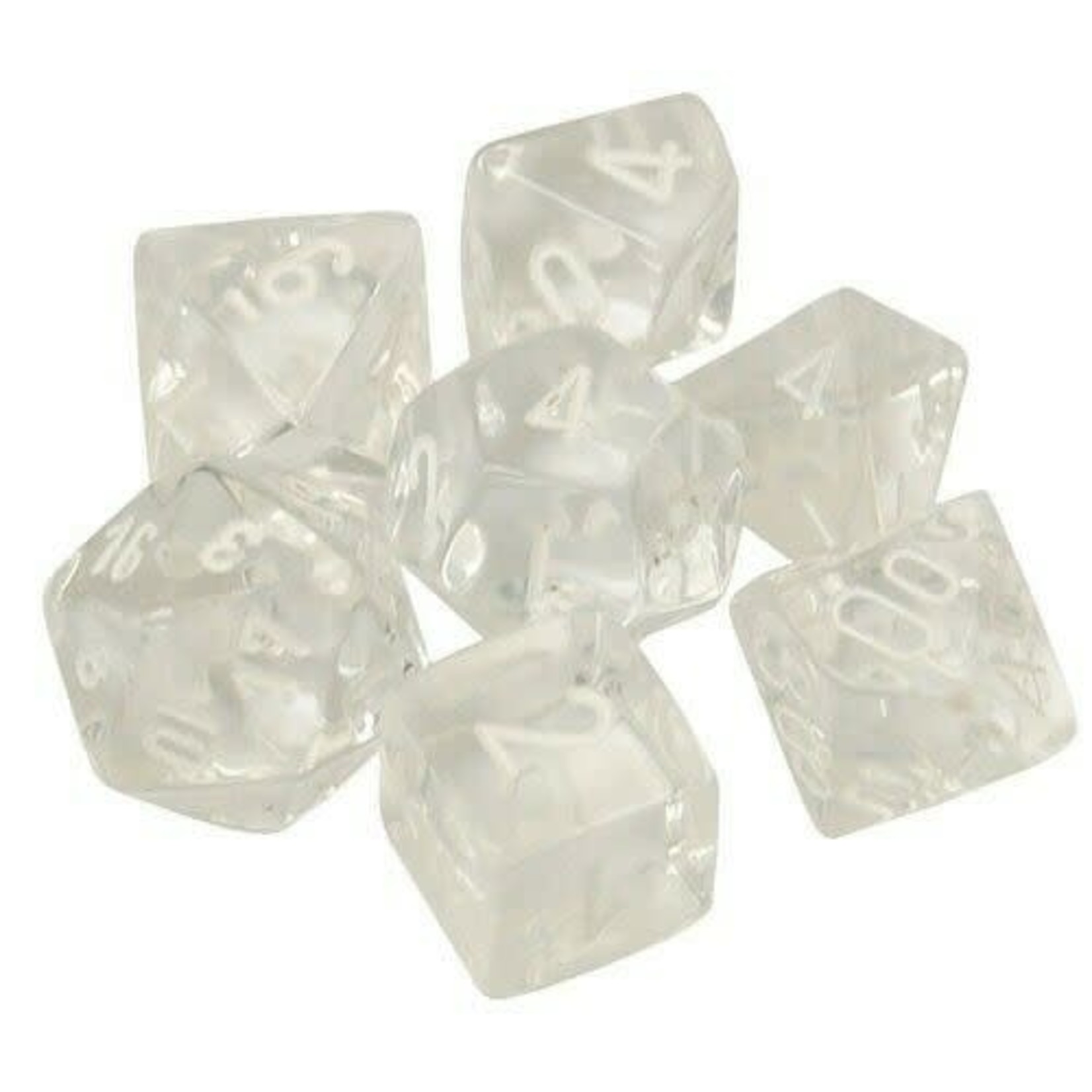 Chessex Translucent: Poly Clear/White (7) Revised