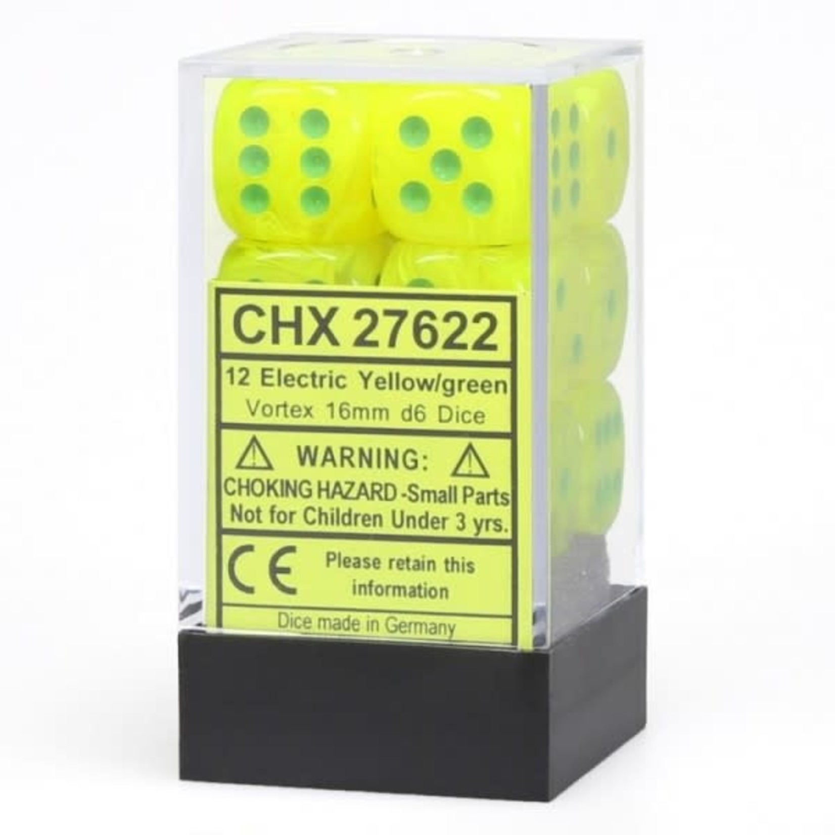 Chessex Vortex Electric Yellow green 16mm d6s (12)