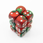 Chessex Gemini Green-Red/White 16mm d6 Dice (12)