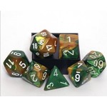 Chessex Gemini Gold Green White 7 die set