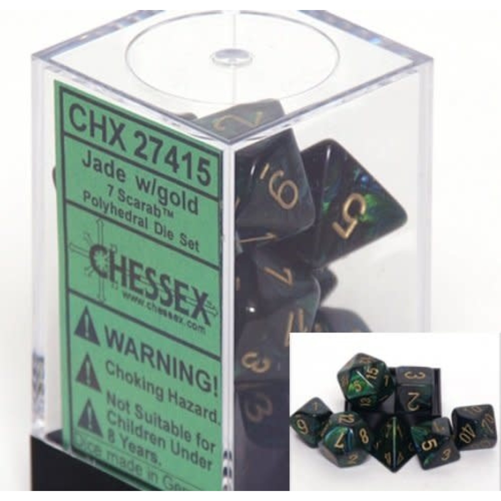 Chessex Scarab Jade Gold 7 die set