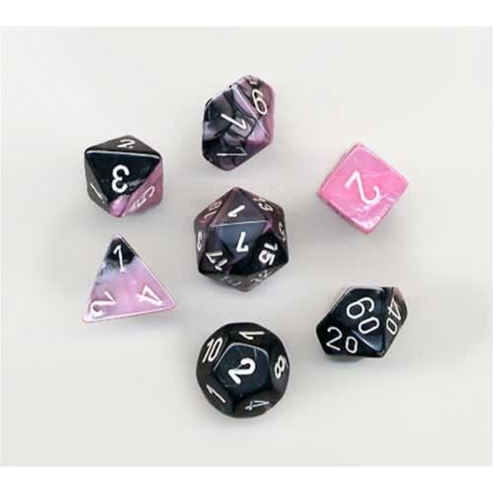 Chessex Gemini Black Pink White 7 die set