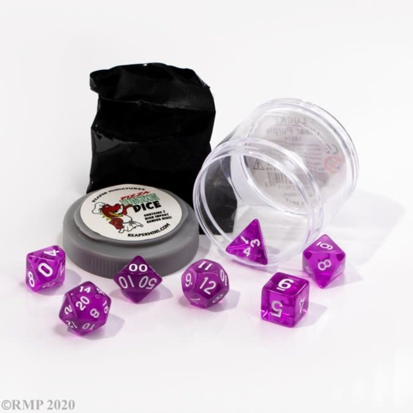 Reaper Pizza Dungeon Lucky Dice: Clear Purple