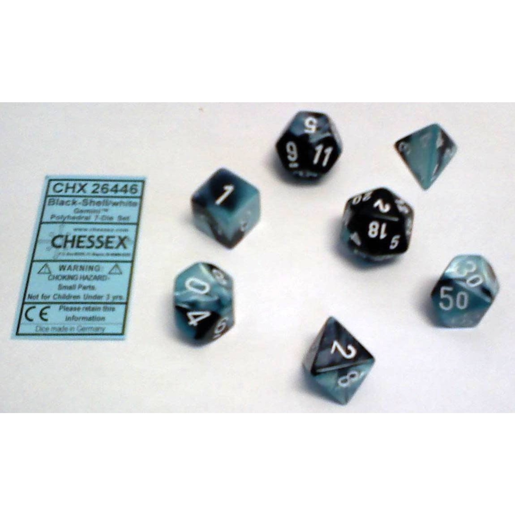 Chessex Gemini Black Shell White 7 die set