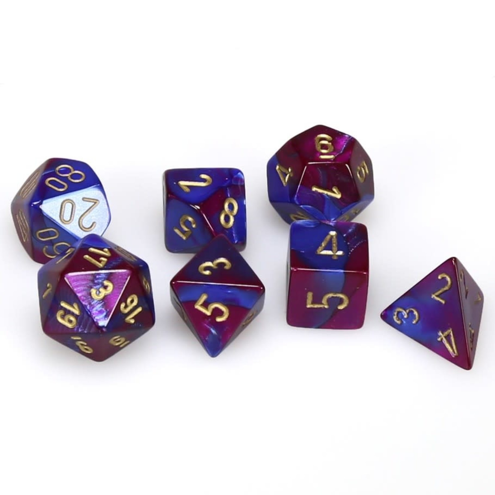 Chessex Gemini Blue Purple Gold 7 die set