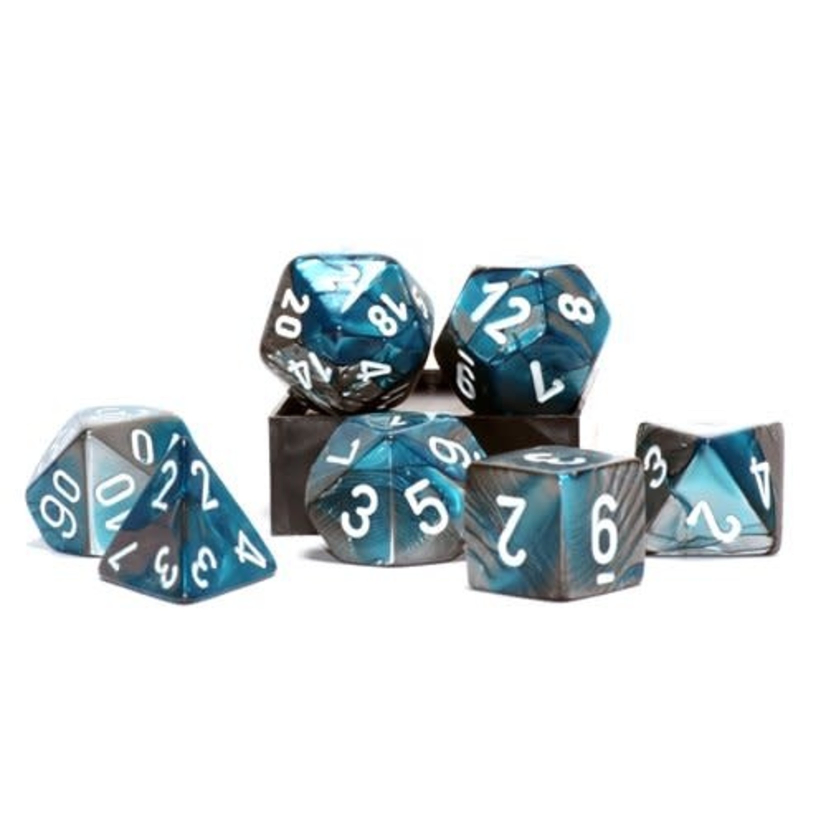 Chessex Gemini Steel Teal White 7 die set