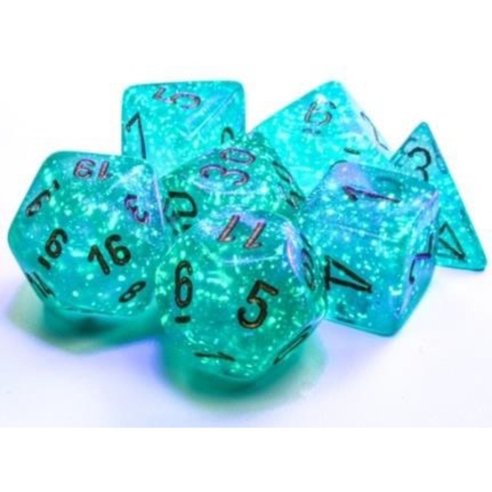 Chessex Borealis Polyhedral Teal Gold Luminary 7 die set