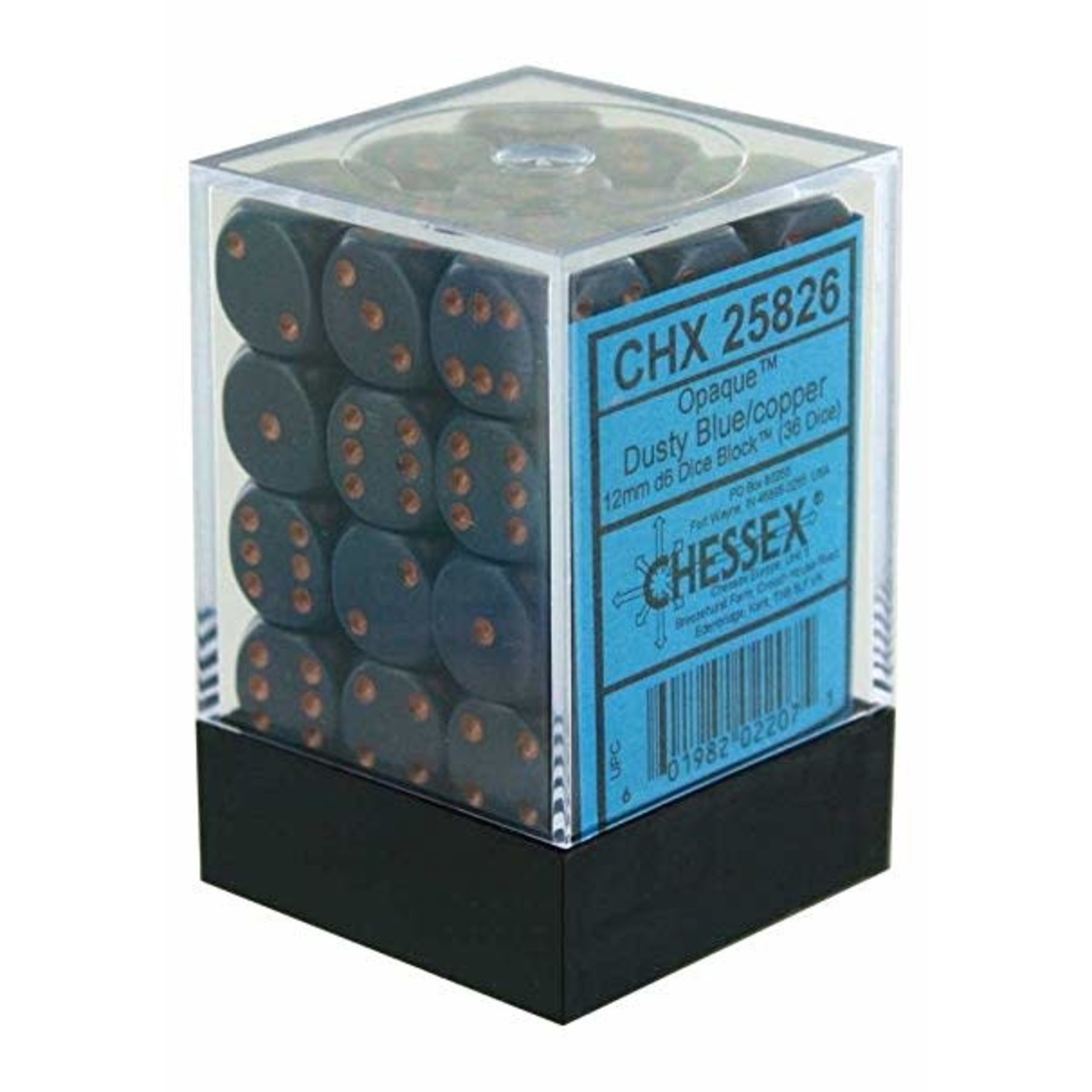 Chessex Opaque: 12mm D6 Dusty Blue/Copper (36)