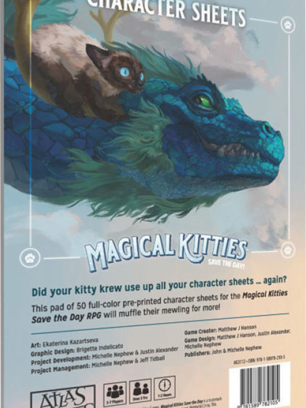 Atlas Games Magical Kitties Save the Day RPG Character Sheets
