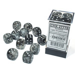 Chessex Borealis: 16mm d6 Light Smoke/silver Luminary Dice (12)
