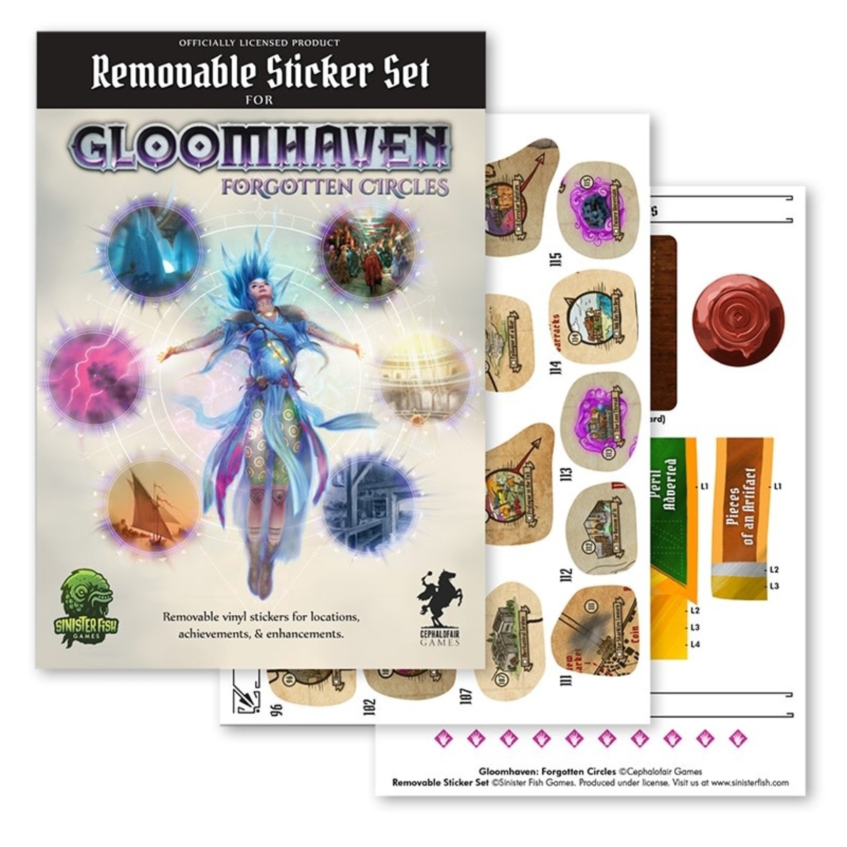 Cephalofair Games Forgotten Circles Gloomhaven Reuseable Sticker Set