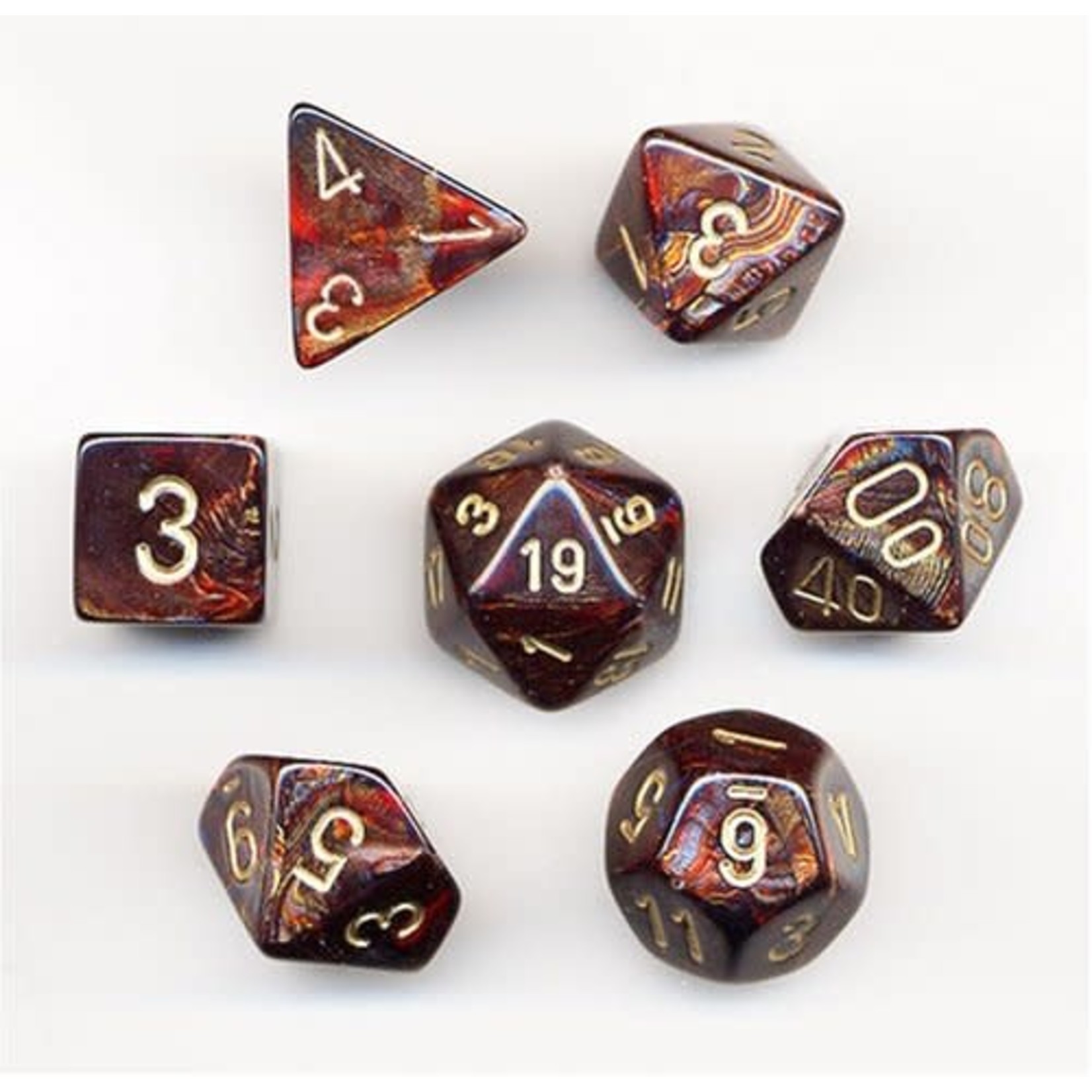 Chessex Scarab Blue Blood Gold 7 die set