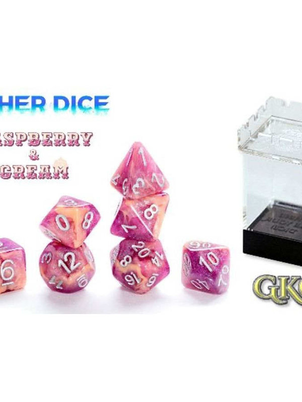 Gate Keeper Games Raspberry & Cream Aether 7-Die Polyhedral Set