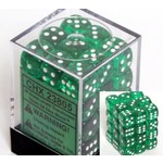 Chessex Translucent 12mm d6 Green/white Dice (36)