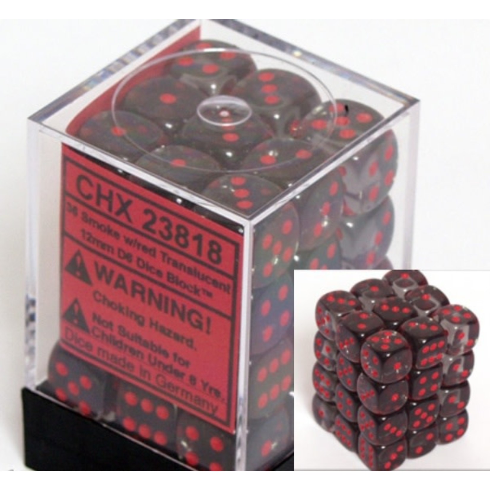 Chessex Translucent d6 Smoke red 12mm (36)