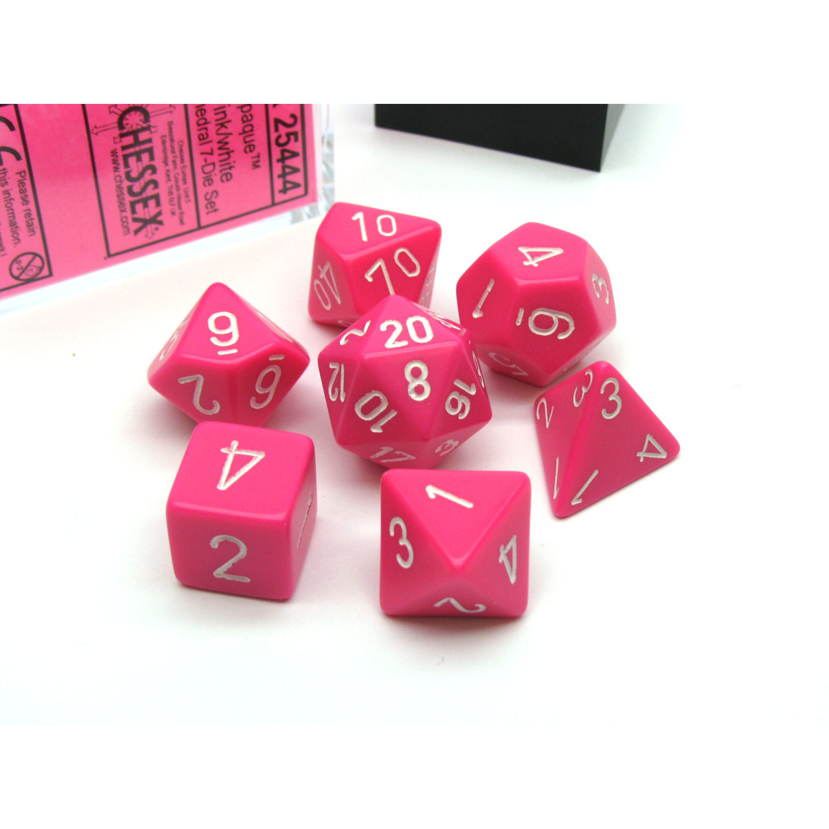 Chessex Opaque Pink/White 7 die set