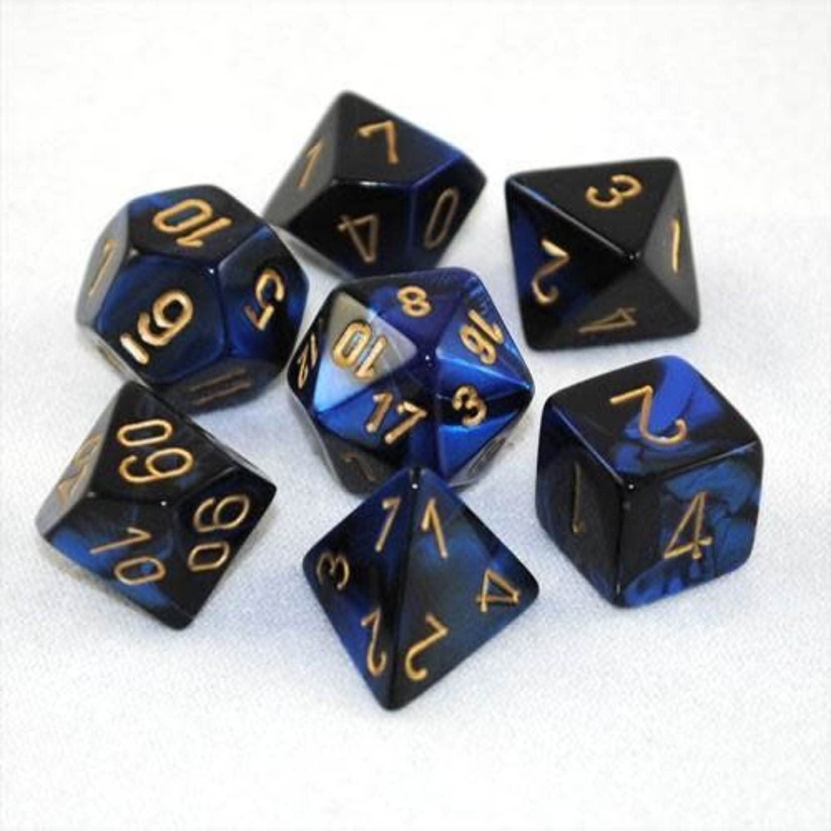 Chessex Gemini Black Blue Gold 7 die set
