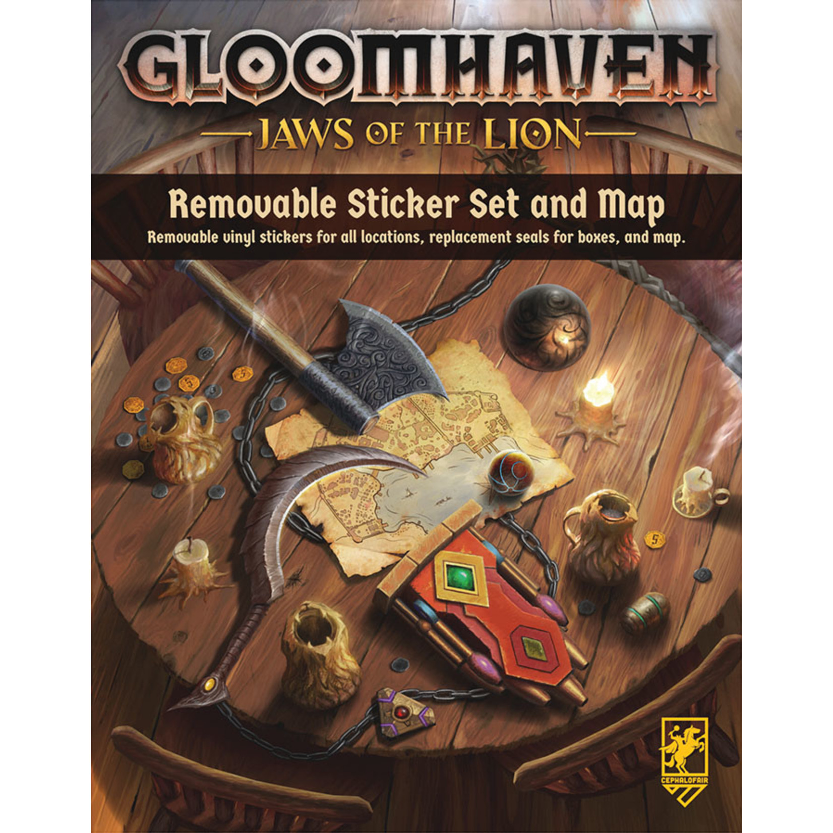 Cephalofair Games Jaws of the Lion Gloomhaven Reuseable Sticker Set & Map