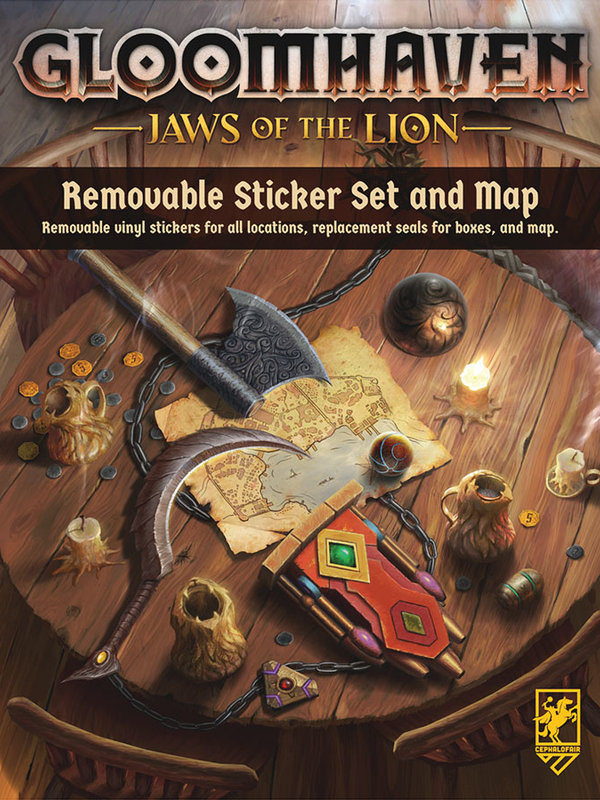 Cephalofair Games Jaws of the Lion Gloomhaven Reusable Sticker Set & Map