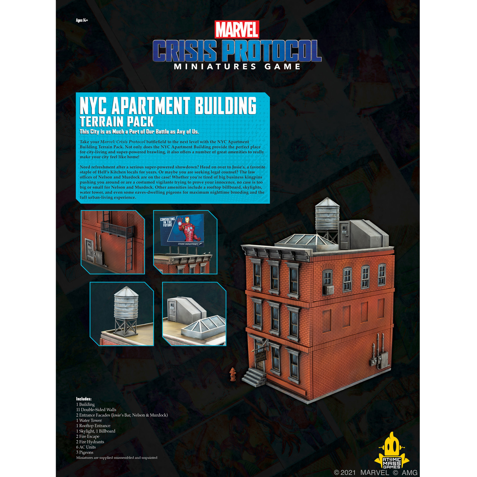 Atomic Mass Games Marvel Crisis Protocol NYC Apartment Building Terrain Expansion