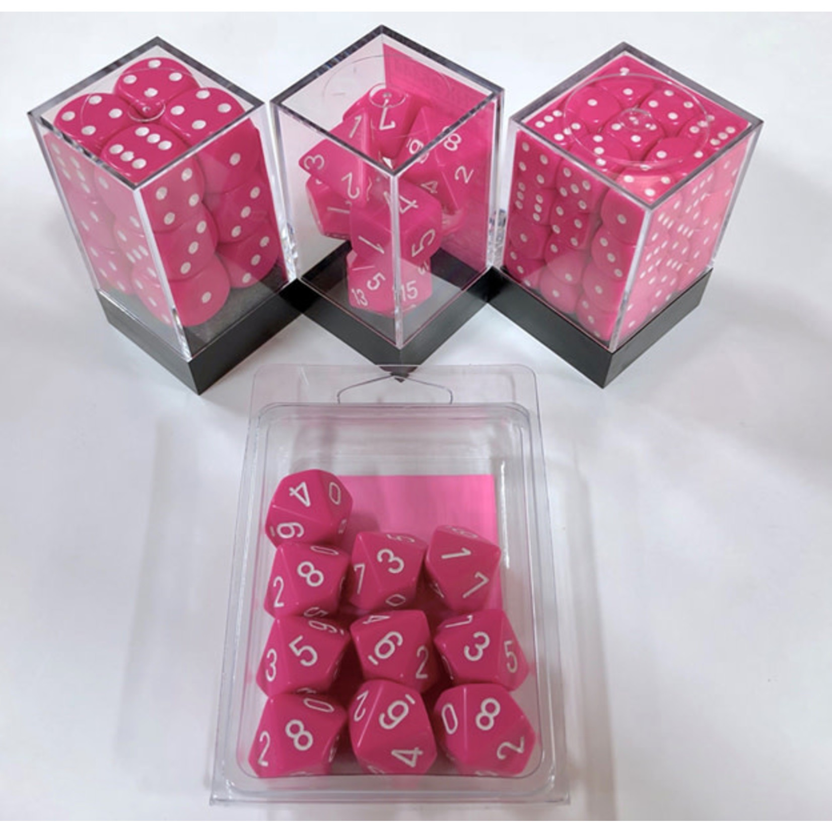 Chessex Opaque Pink/White 16mm d6 (12)