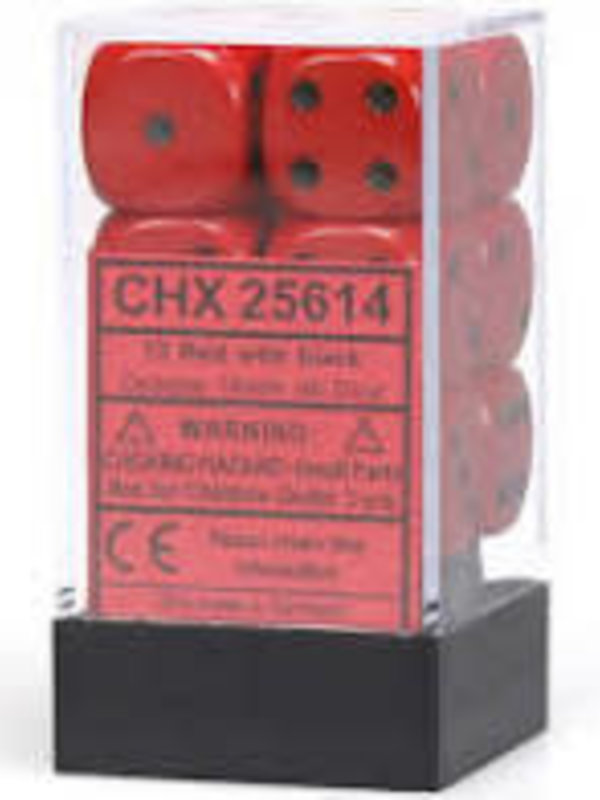 Chessex Opaque Red/Black 16mm d6 (12)