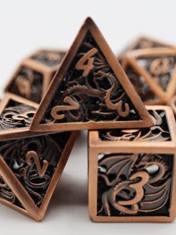 Foam Brain Games Hollow Copper Dragon Metal Dice Set