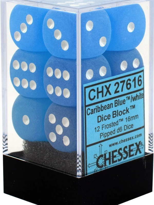 Chessex Frost: Caribbean Blue/White 16mm d6 (12)