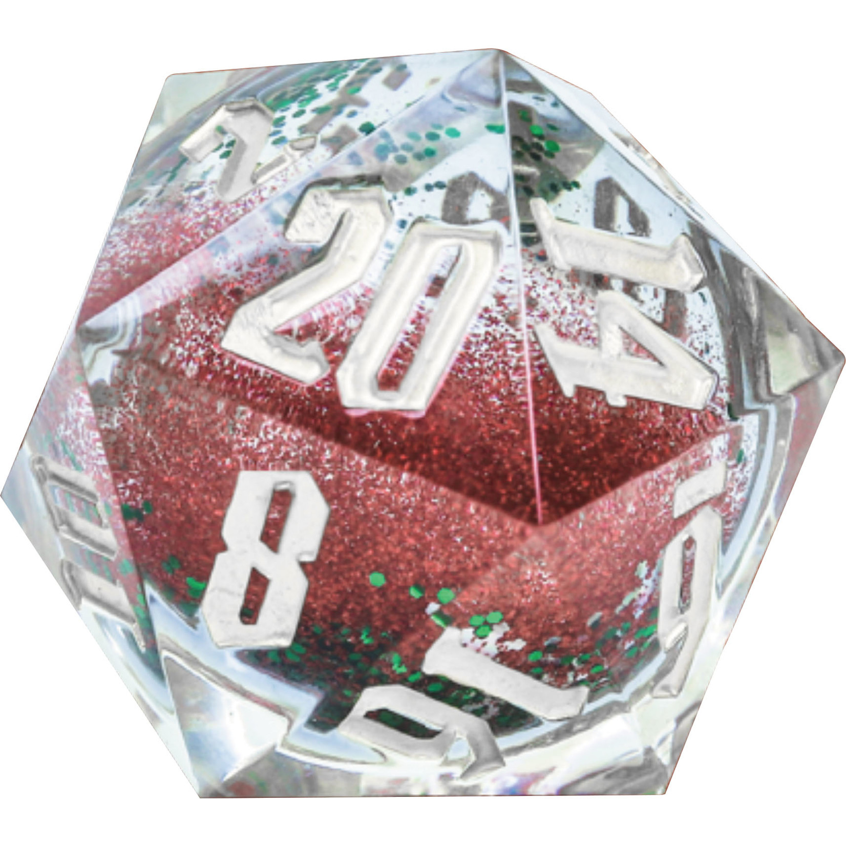 Sirius Dice Snow Globe: 54mm D20 Silver Red