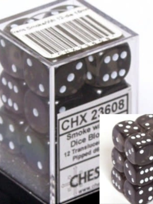 Chessex Translucent d6 Smoke white 16mm (12)