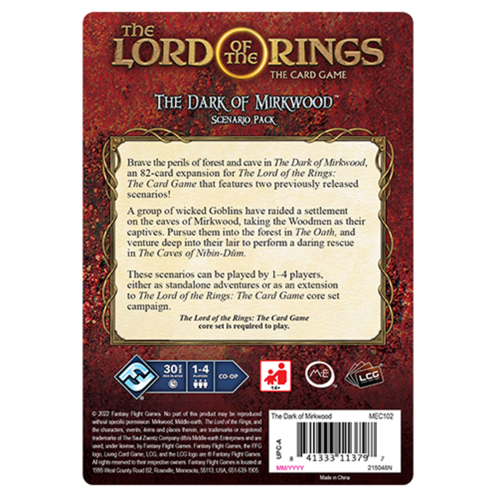 Fantasy Flight Games LOTR The Dark of Mirkwood Scenario Pack
