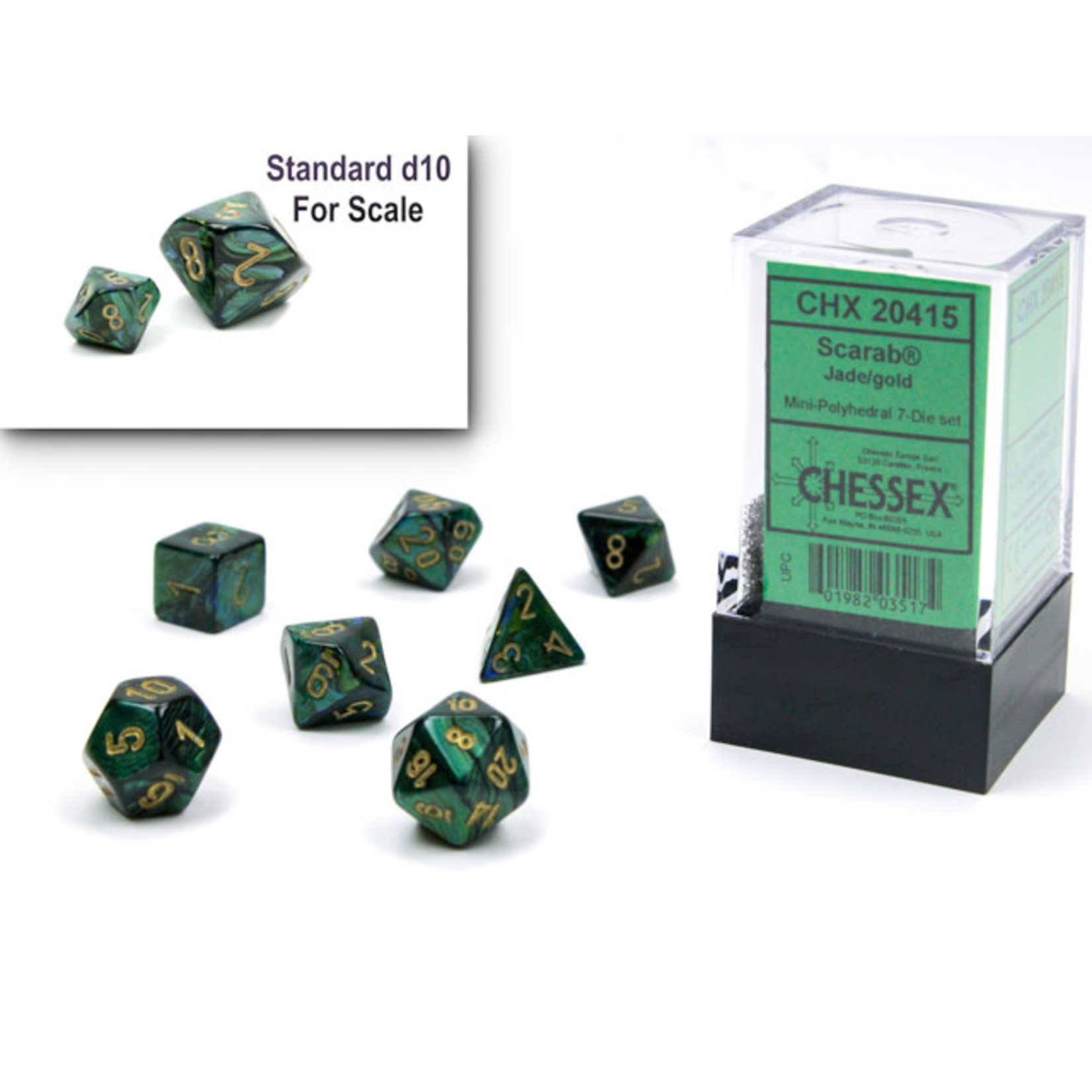 Chessex Scarab Mini Jade/Gold 7-Die Set