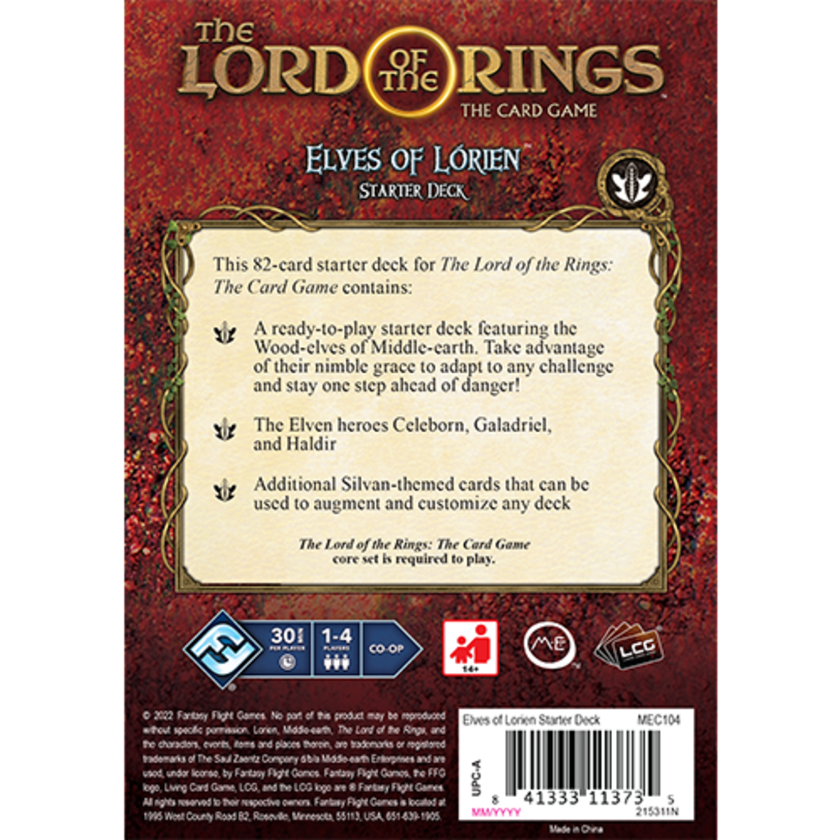 Fantasy Flight Games LOTR Elves of Lorien Starter Deck