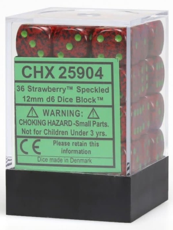 Chessex Strawberry 12mm D6 Dice Block (36)