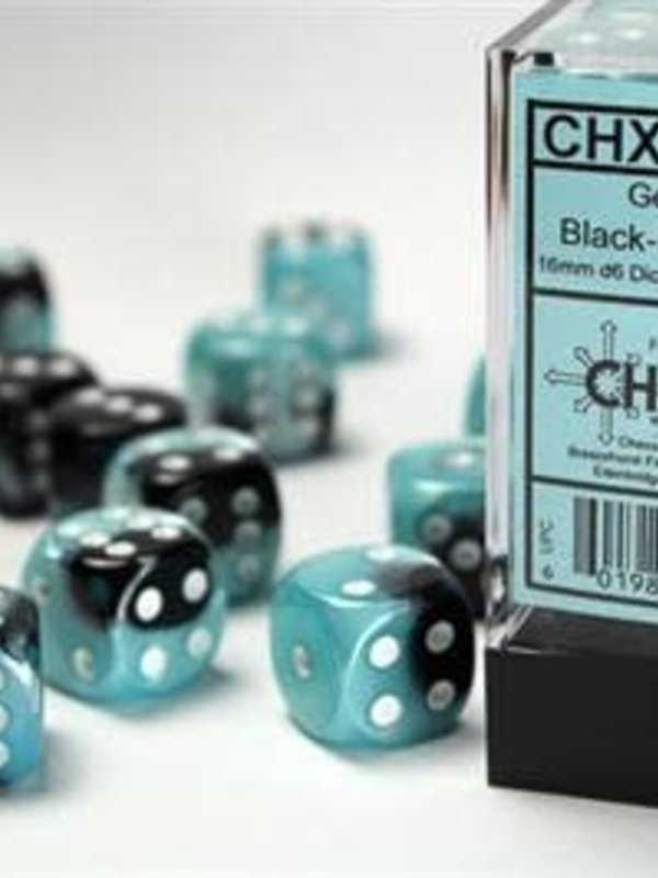 Chessex Gemini Black-Shell w/White 16mm d6 Block 12