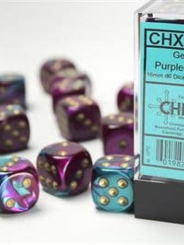 Chessex Gemini Purple-Teal w/Gold 16mm d6 Block 12