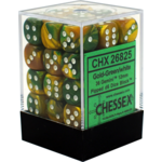 Chessex Gemini: 12mm D6 Gold Green/White (36)