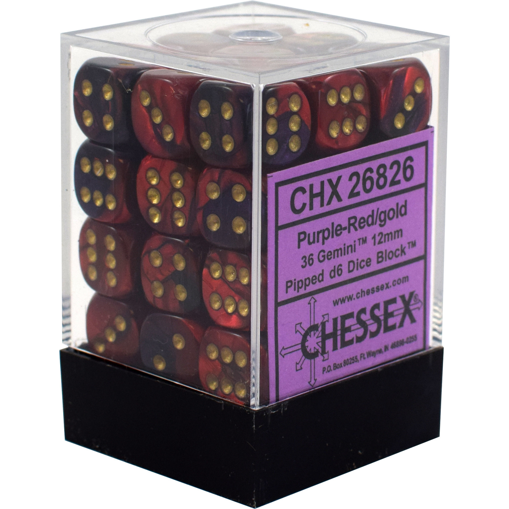 Chessex Gemini: 12mm D6 Purple Red/Gold (36)