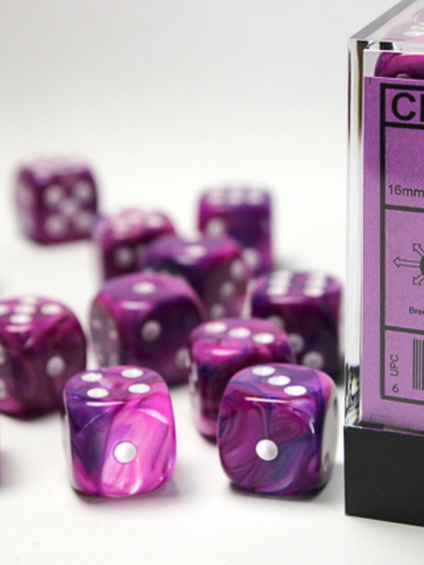 Chessex Festive: Violet/White 16mm d6 block (12)