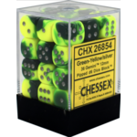 Chessex Gemini 12mm d6 Green-Yellow silver (36)