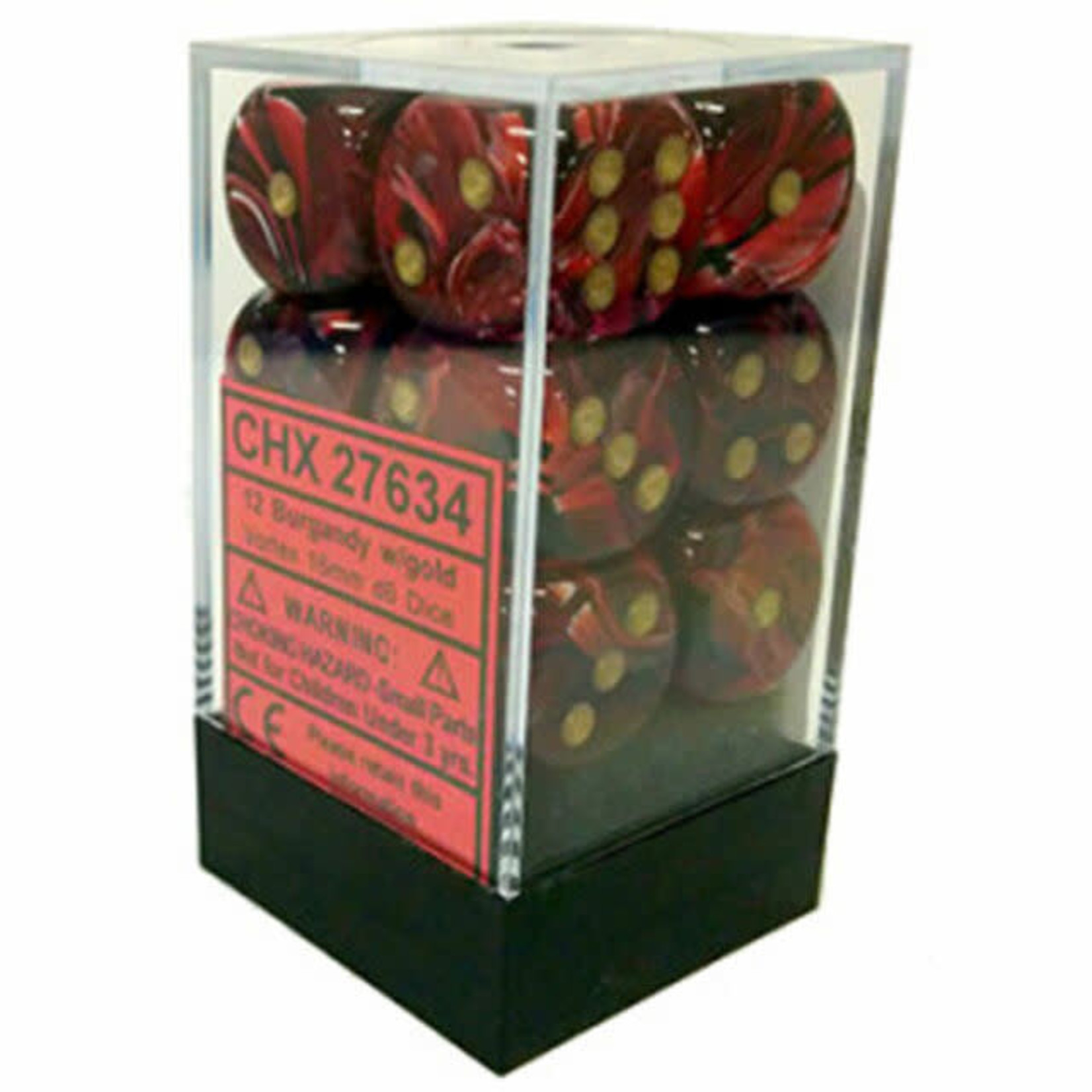 Chessex Vortex Burgundy/Gold 16mm d6s (12)