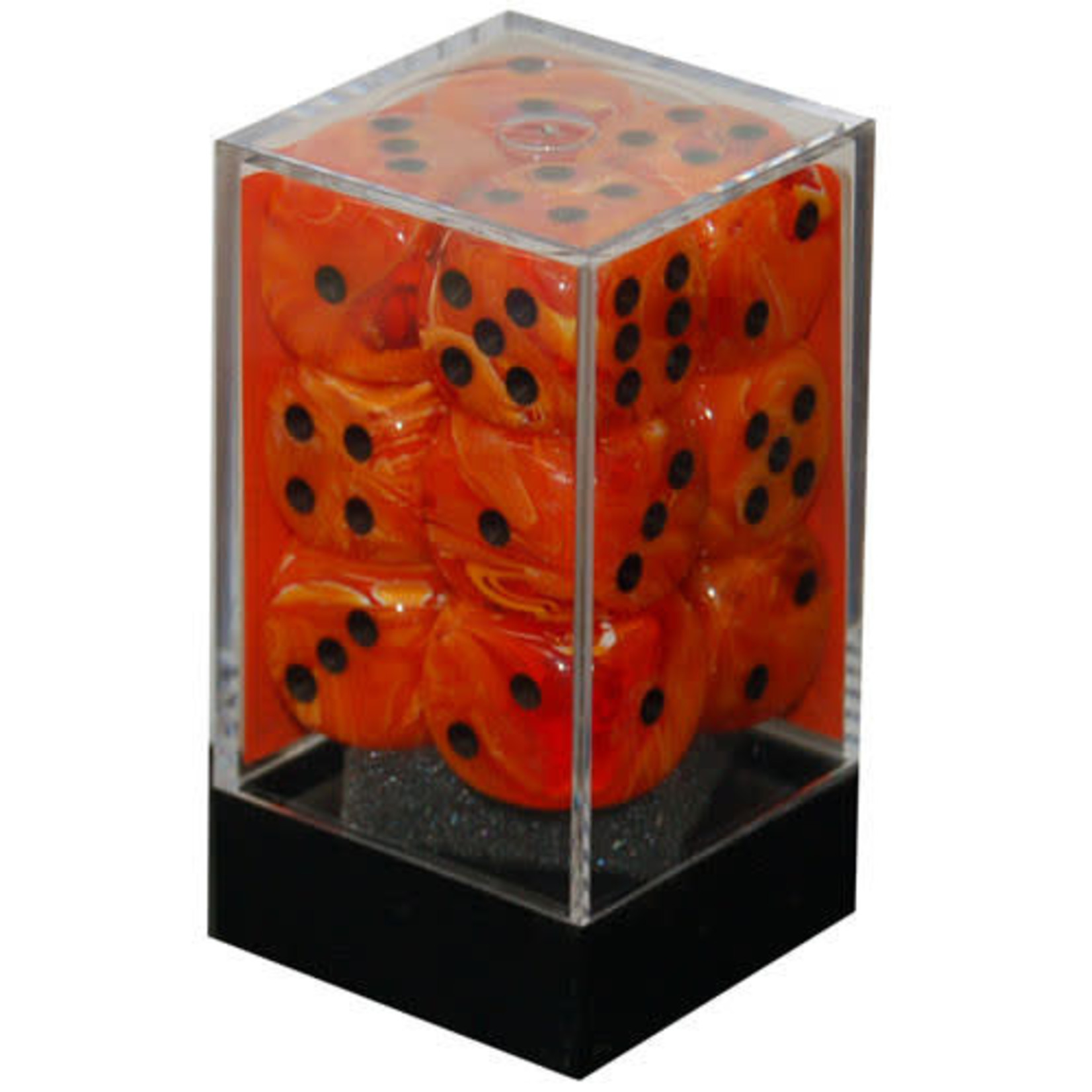 Chessex Vortex: Orange w/Black 16mm d6s (12)