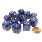 Chessex Lustrous Purple w/Gold 16mm d6 Block 12