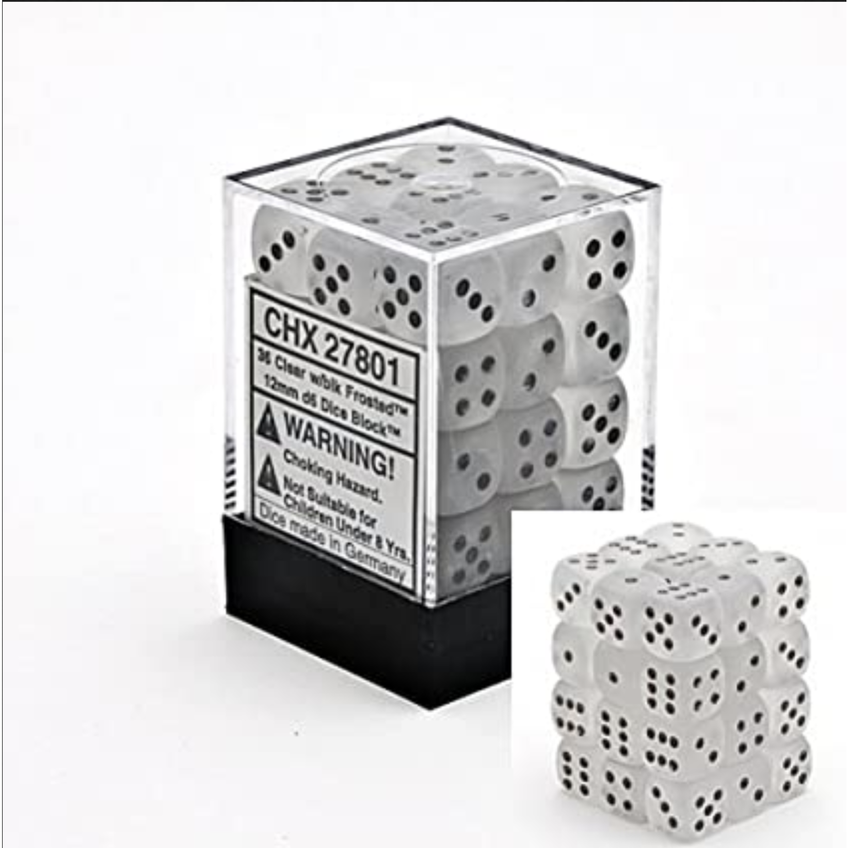 Chessex Frosted: 12mm D6 Clear/Black (36)