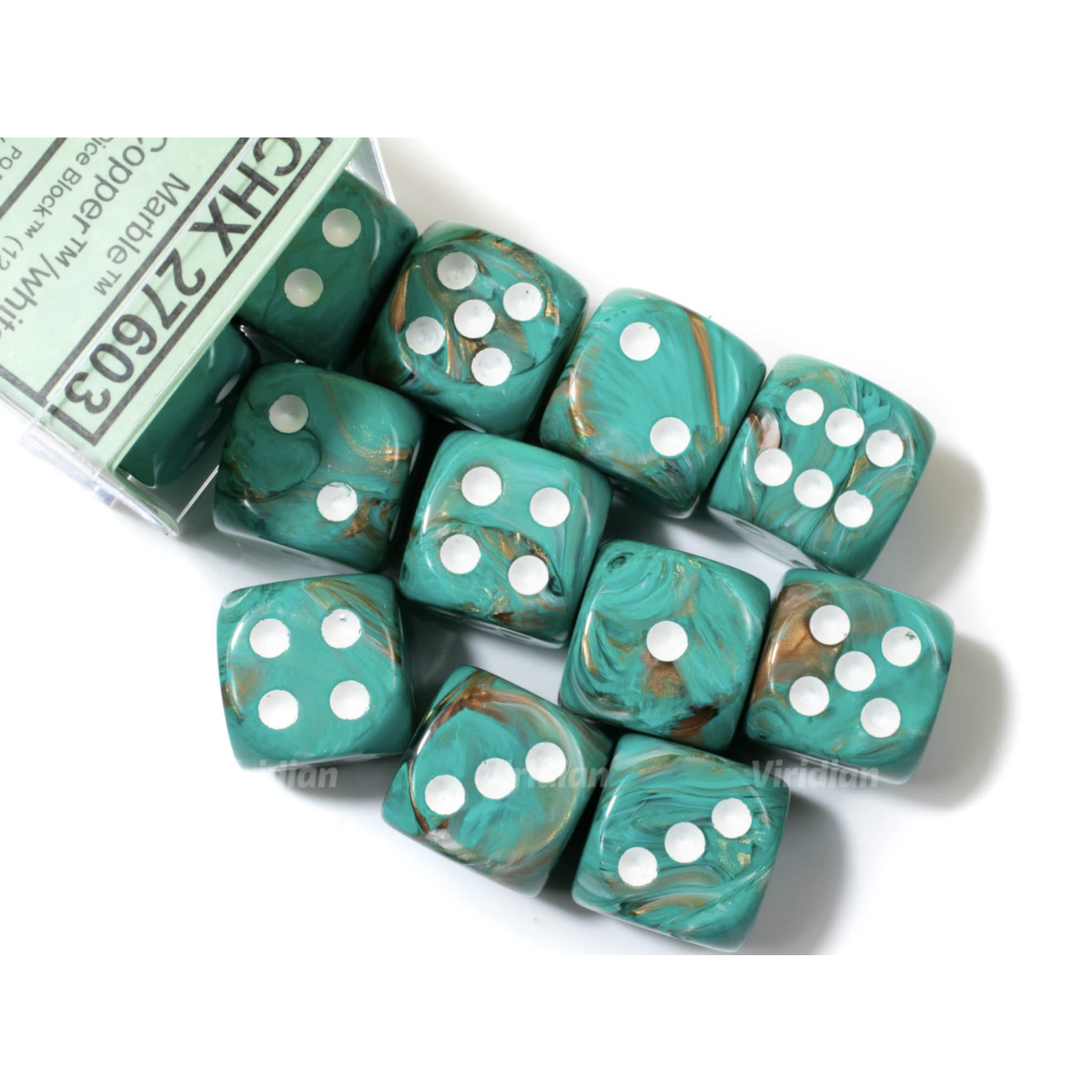 Chessex Dice Menagerie 10 12mm D6 Marble Oxi Copper (36)