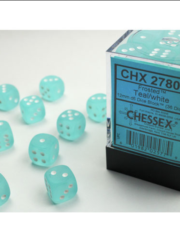 Chessex Frosted Teal/White 12mm D6 Block 36