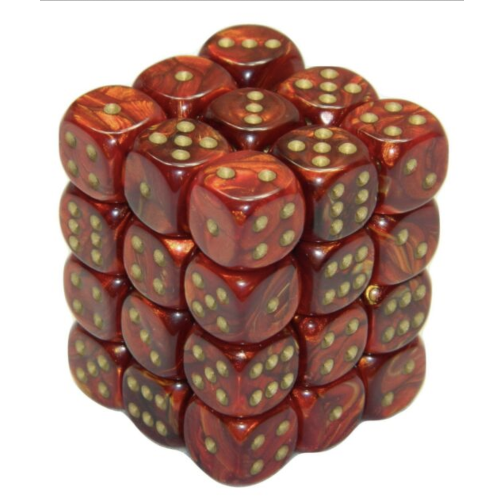 Chessex Dm4 Scarab 12mm D6 Scarlet/Gold (36)