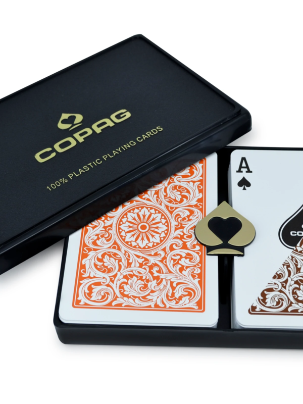 Copag USA Plastic Playing Cards Poker Size Orange/Brown Double Deck Set